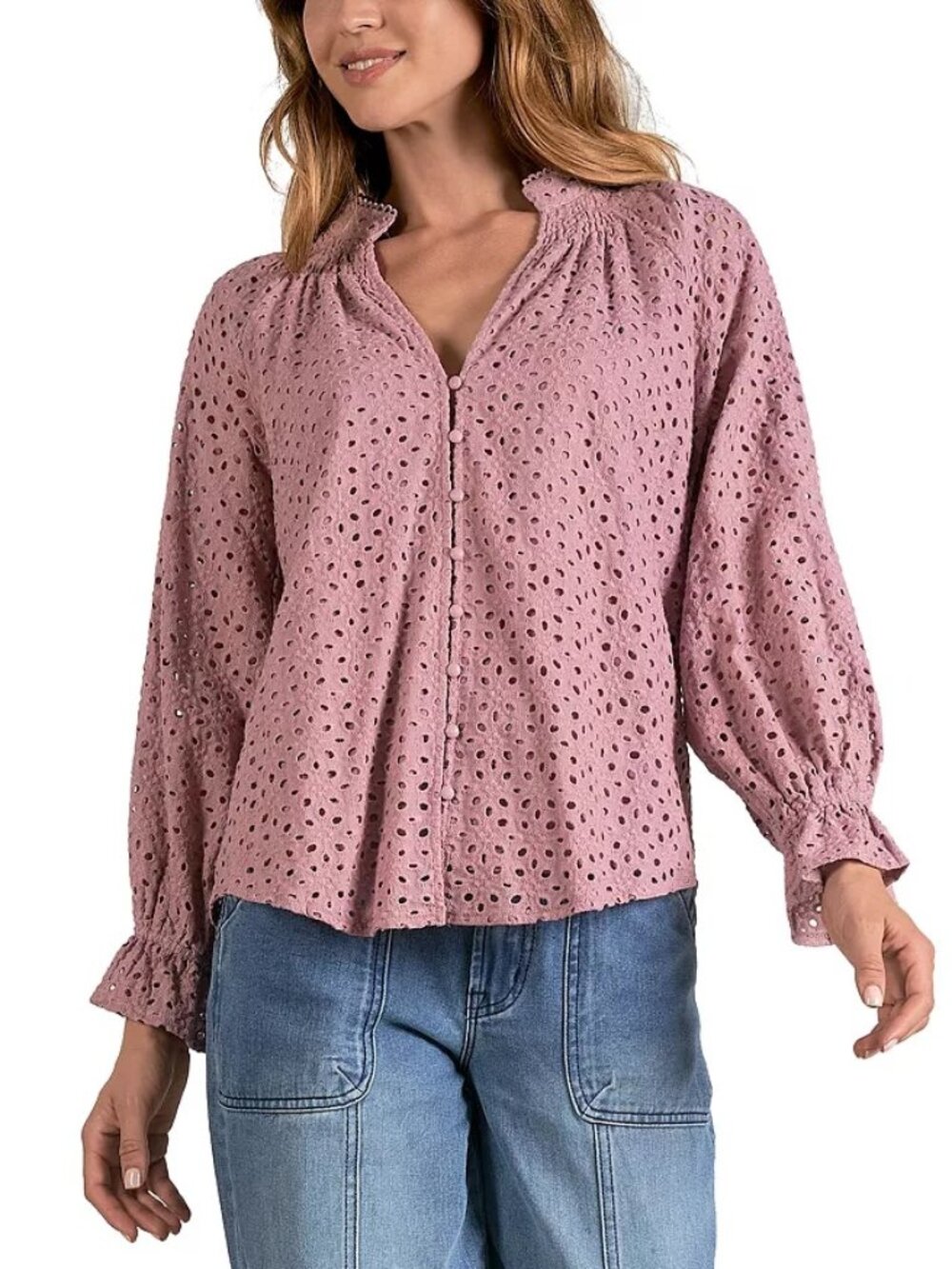 Elan Cotton Eyelet Blouse (NWT - M)
